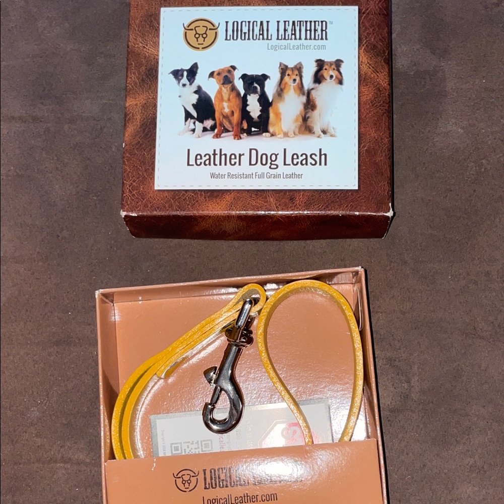 Logical Leather 12” Yellow Short Dog Training Leash Brand New in Box